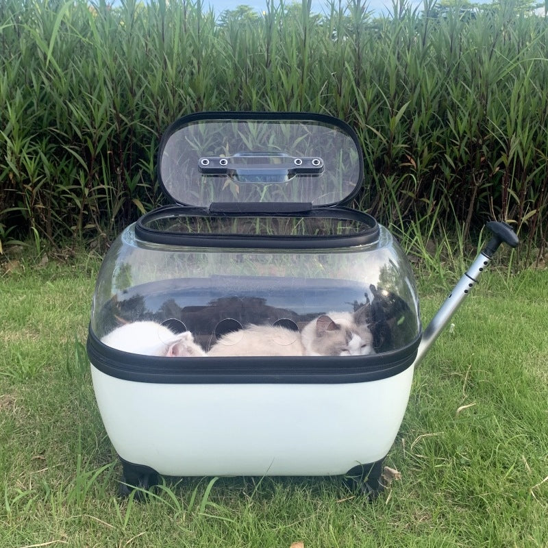 Portable Pet Large Capacity Cat Carrier with Rolling Wheels | Durable Plastic Frame | Portable Pet Stroller for Outdoor Adventures, Traveling Cats | Modern Cat Carrier | Durable Plastic Frame, Cat Accessories