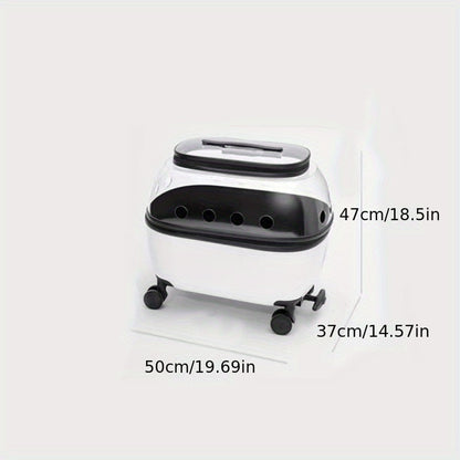 Portable Pet Large Capacity Cat Carrier with Rolling Wheels | Durable Plastic Frame | Portable Pet Stroller for Outdoor Adventures, Traveling Cats | Modern Cat Carrier | Durable Plastic Frame, Cat Accessories
